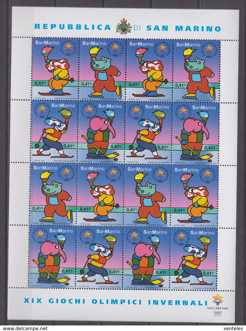 San Marino 16.01.2002 SHEET Mi # 2006-09 2002 Salt Lake City Winter Olympics, MNH OG - Winter 2002: Salt Lake City