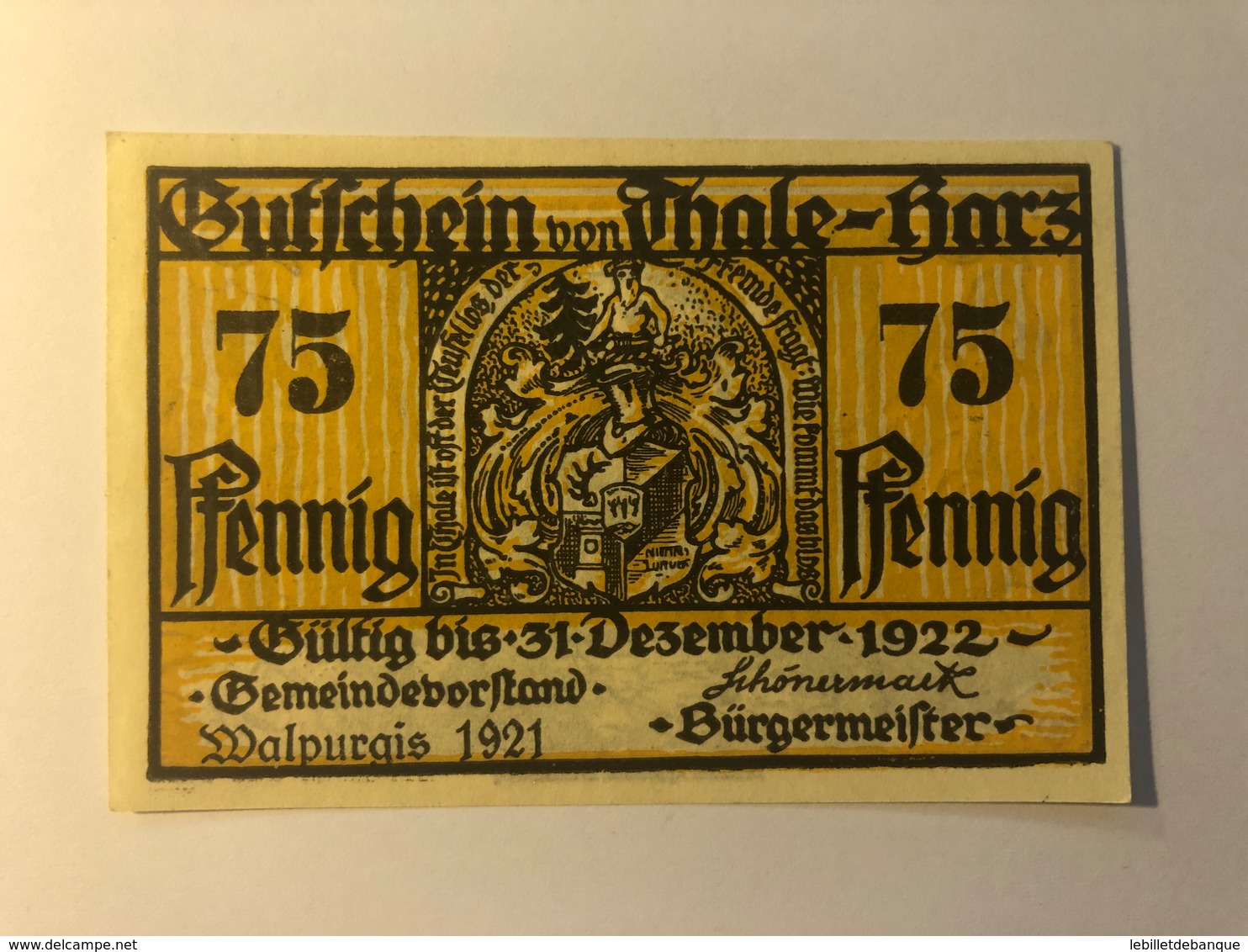 Allemagne Notgeld Thale 75 Pfennig - Collections