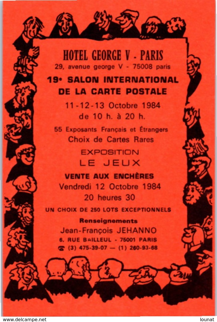 Bourse Et Salon - Hotel George V - 19è Salon Internationale De La Carte Postale Année 1984 - Jehanno JF - Beursen Voor Verzamellars