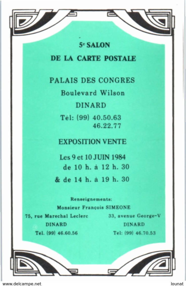 Bourse Et Salon - DINARD - 5è Salon De La Carte Postale - Palais Des Congrès - Année 1984 - Sammlerbörsen & Sammlerausstellungen