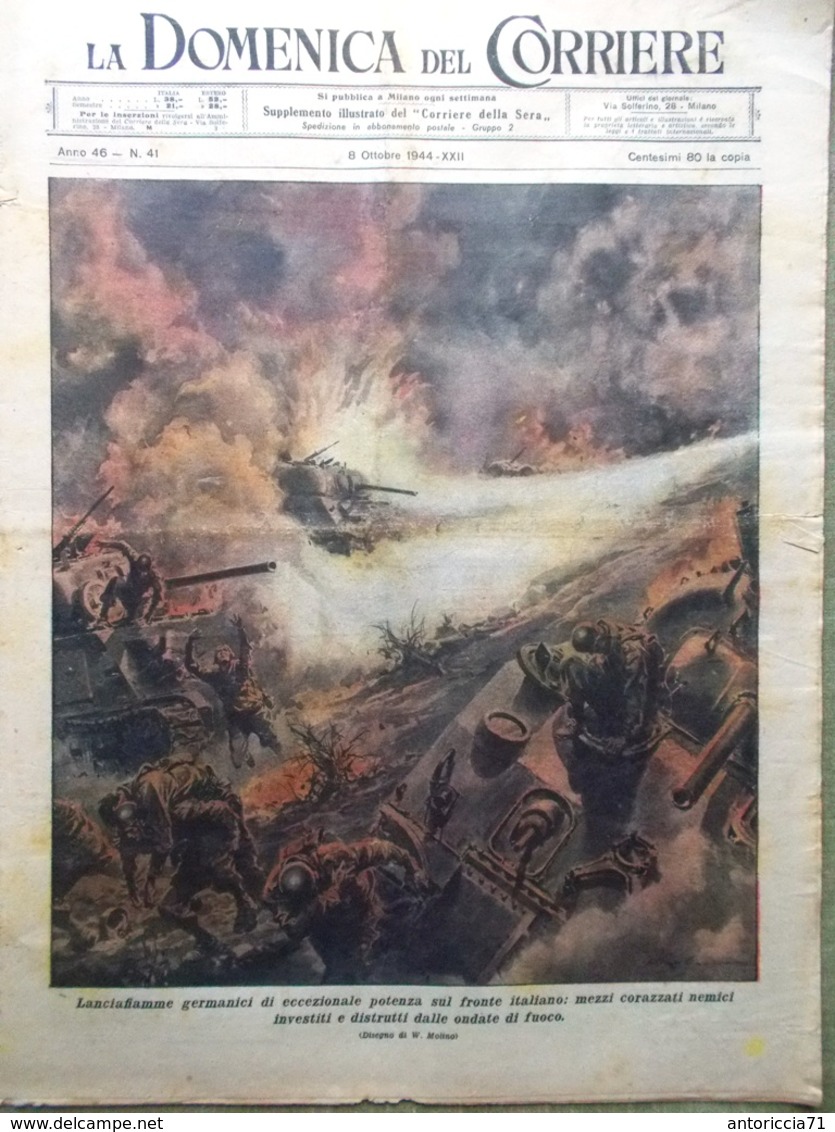 La Domenica Del Corriere 8 Ottobre 1944 WW2 Isola Peleliu Giappone Carri Armati - Oorlog 1939-45