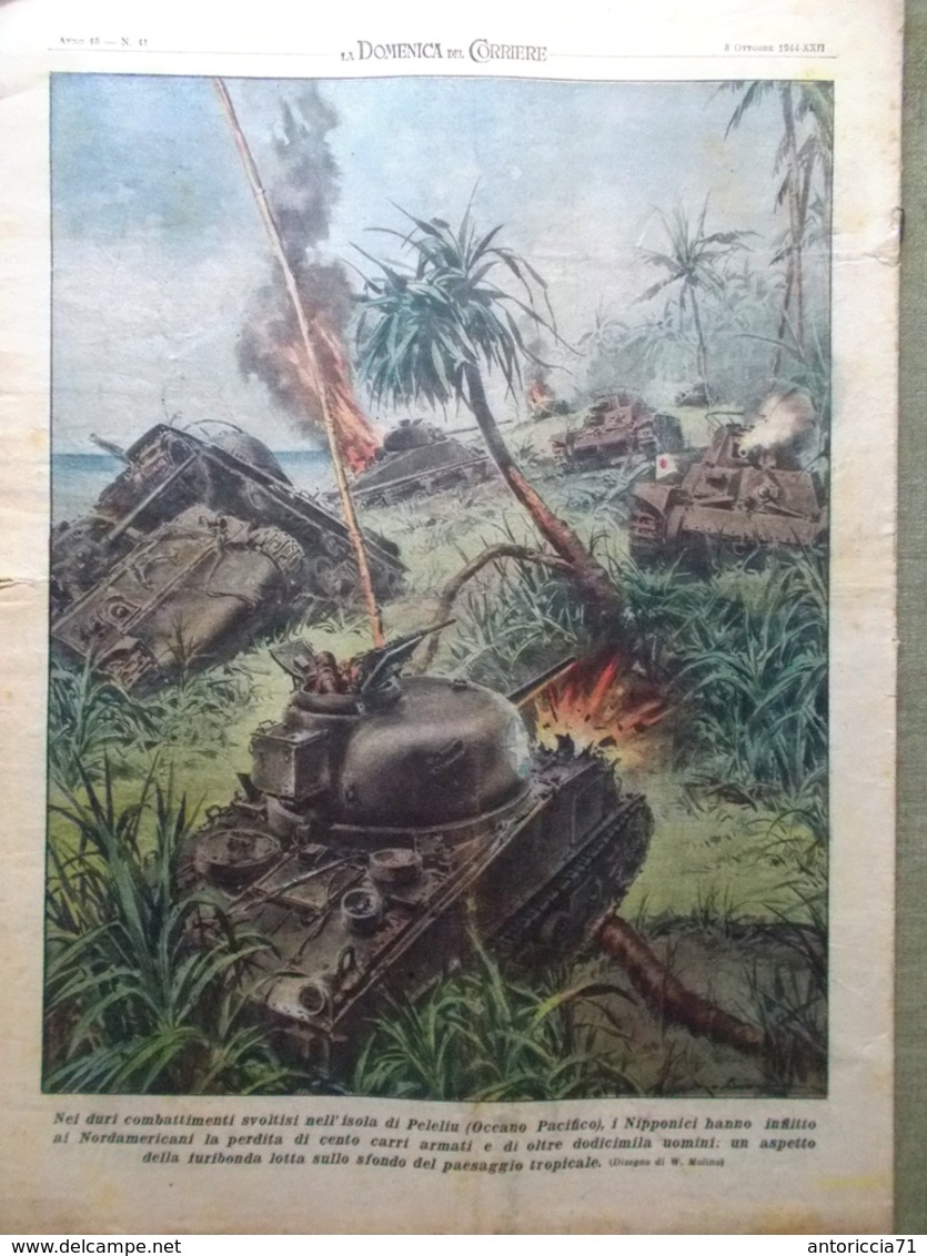 La Domenica Del Corriere 8 Ottobre 1944 WW2 Isola Peleliu Giappone Carri Armati - Oorlog 1939-45