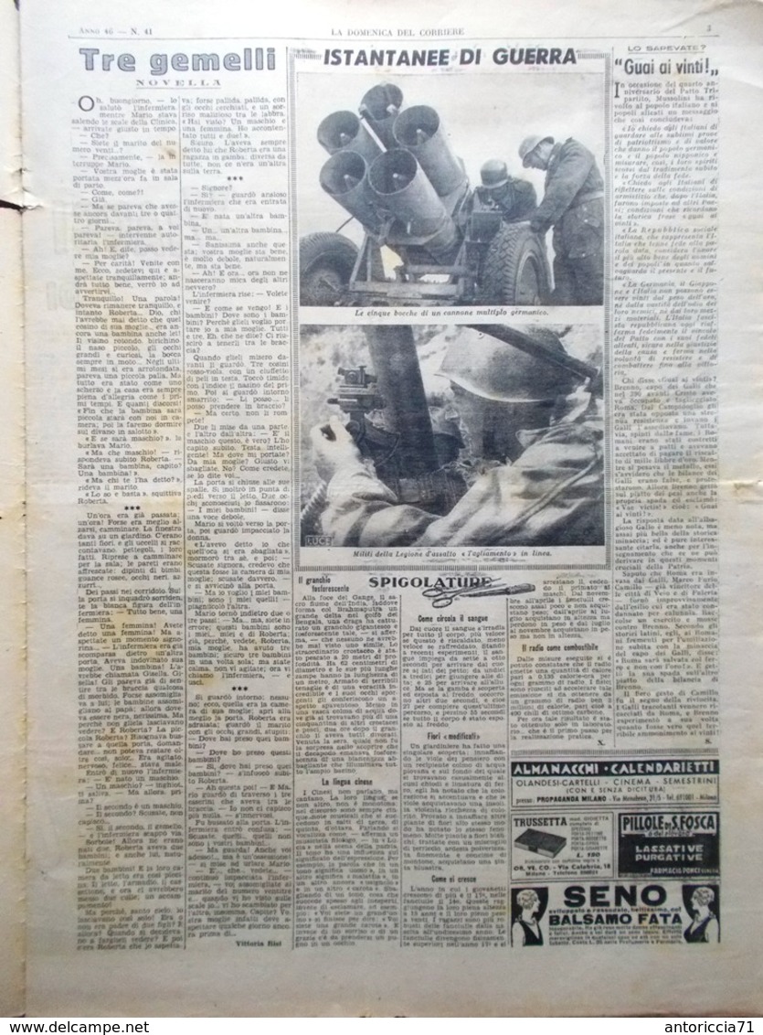 La Domenica Del Corriere 8 Ottobre 1944 WW2 Isola Peleliu Giappone Carri Armati - Guerra 1939-45