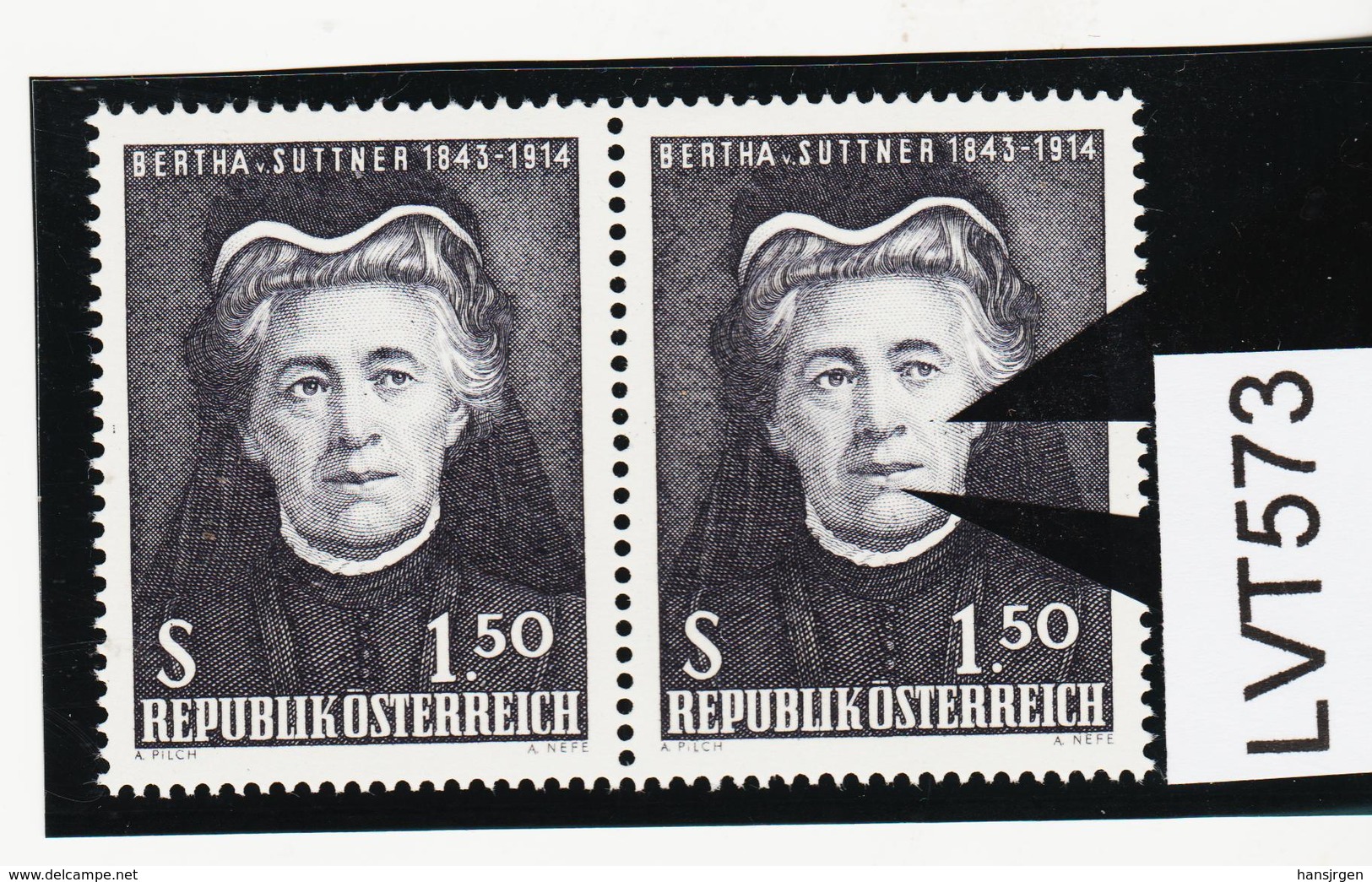 LVT573 ÖSTERREICH 1965 Michl 1199 PLATTENFEHLER FARBPUNKTE GESICHT Mit VERGLEICHSTÜCK - Abarten & Kuriositäten