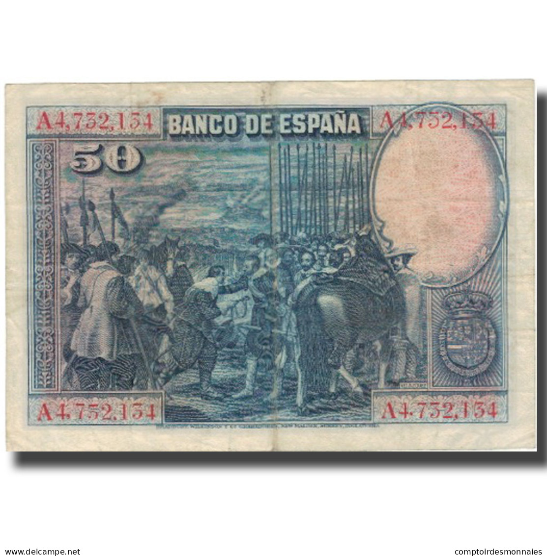 Billet, Espagne, 50 Pesetas, 1928, 1928-08-15, KM:75a, TTB - 50 Peseten