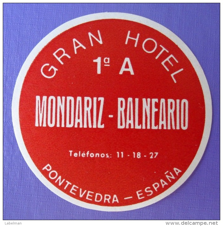 HOTEL ALBERGO RESIDENCIA MONDARIZ PONTEVEDRA SPAIN ETIQUETA LUGGAGE LABEL ETIQUETTE AUFKLEBER DECAL STICKER MADRID - Etiketten Van Hotels