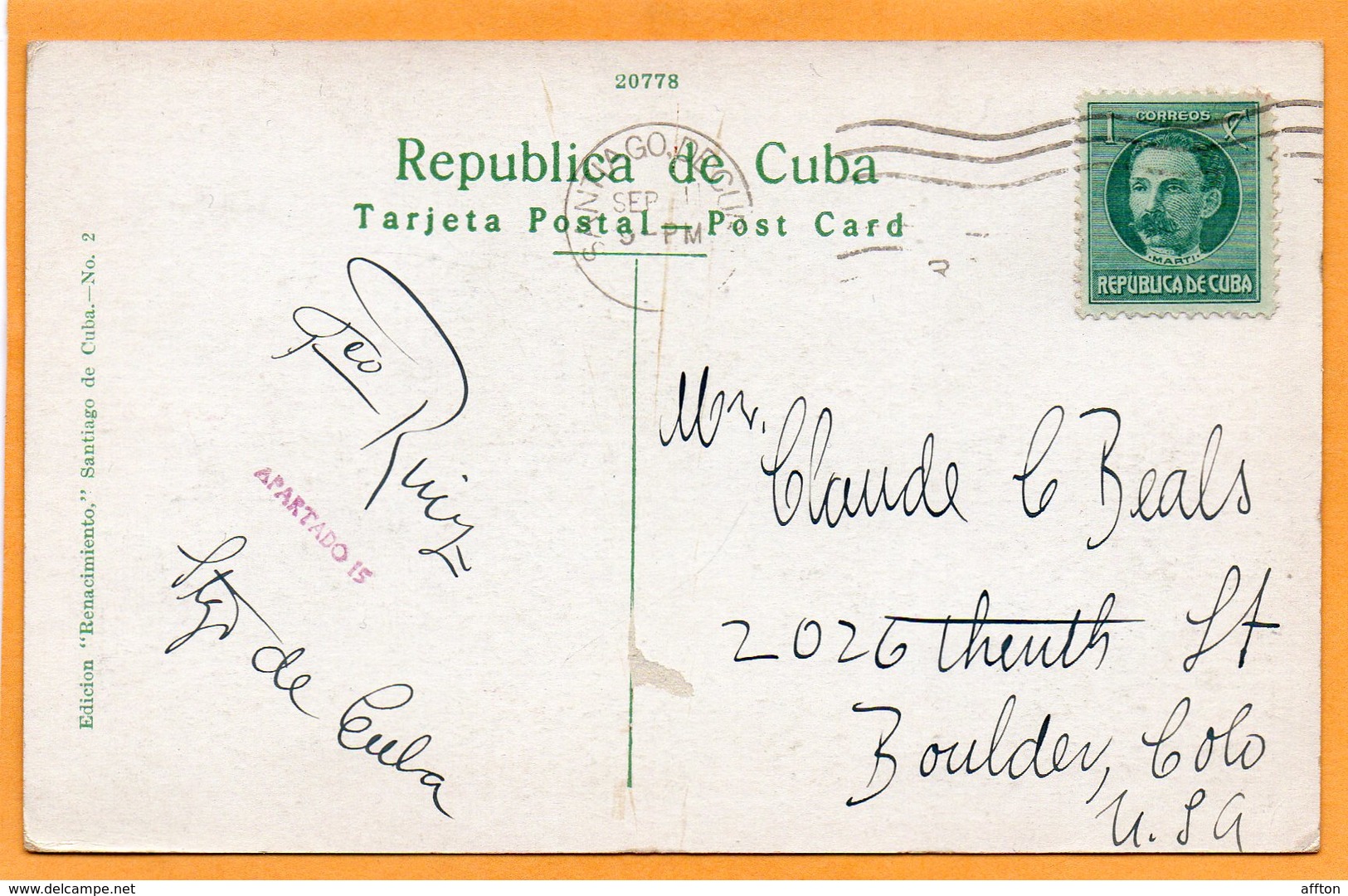 Santiago De Cuba 1921 Postcard Mailed - Kuba