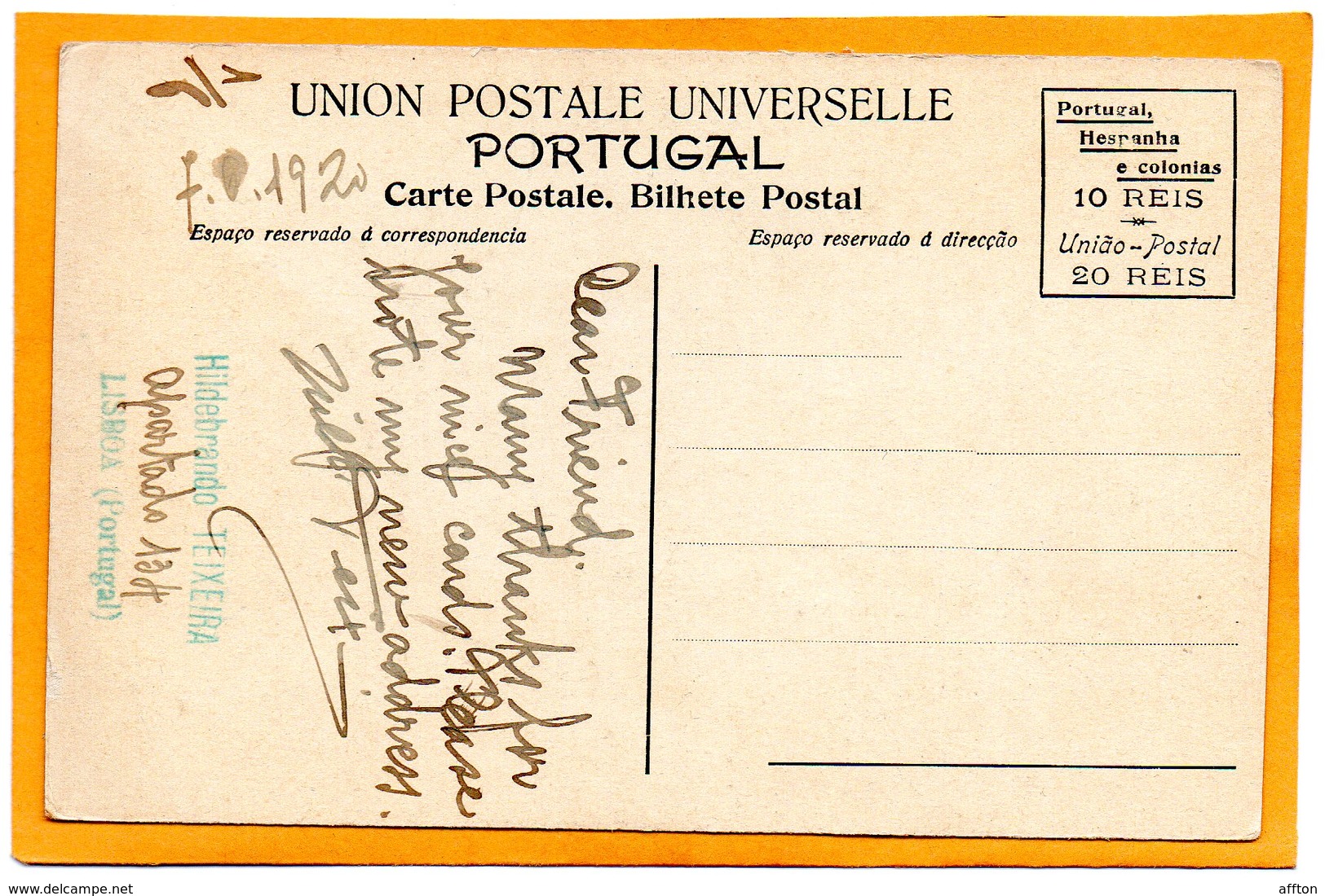 Lisboa Portugal 1912 Postcard Mailed - Lisboa