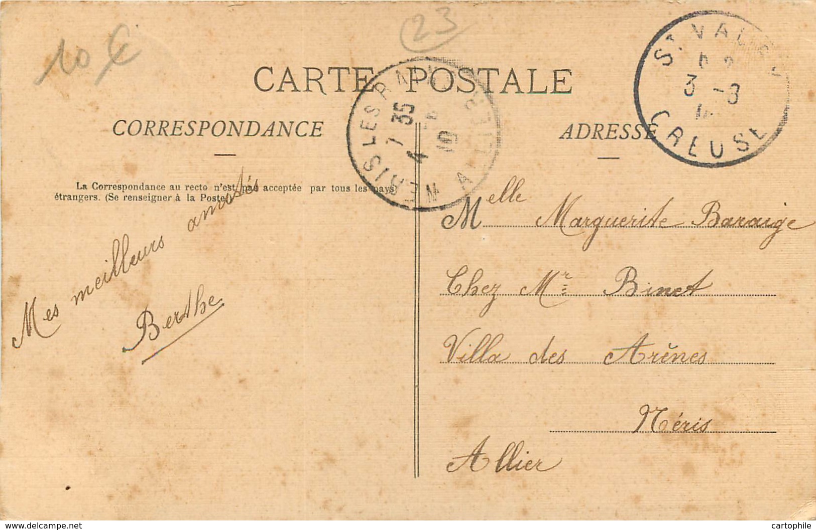 23 - SAINT VAURY - La Gendarmerie En 1910 (toilée Couleur) - Other & Unclassified