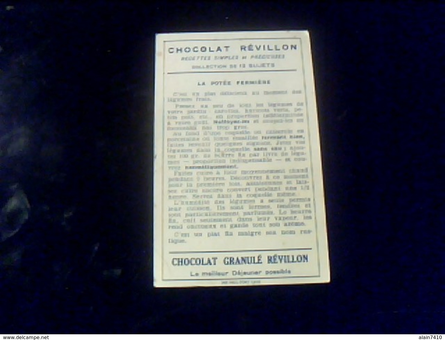 Chromos Ancien Image Chocolat Revillon Collection La Petite Fermiere No 8 - Revillon