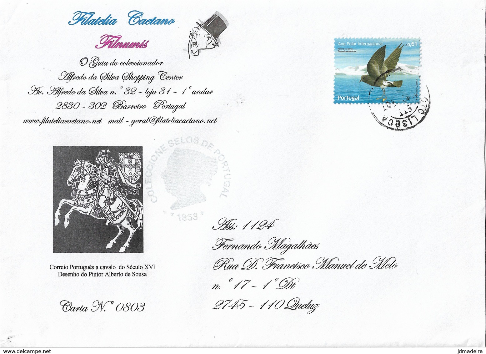 Portugal Large Cover With Bird Stamp - Covers & Documents