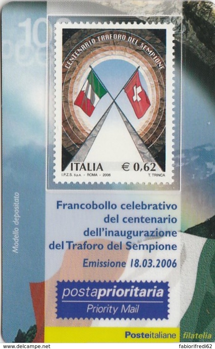 TESSERA FILATELICA  TRAFORO SEMPIONE VALORE 0,62 ANNO 2006  (TF371 - Cartes Philatéliques