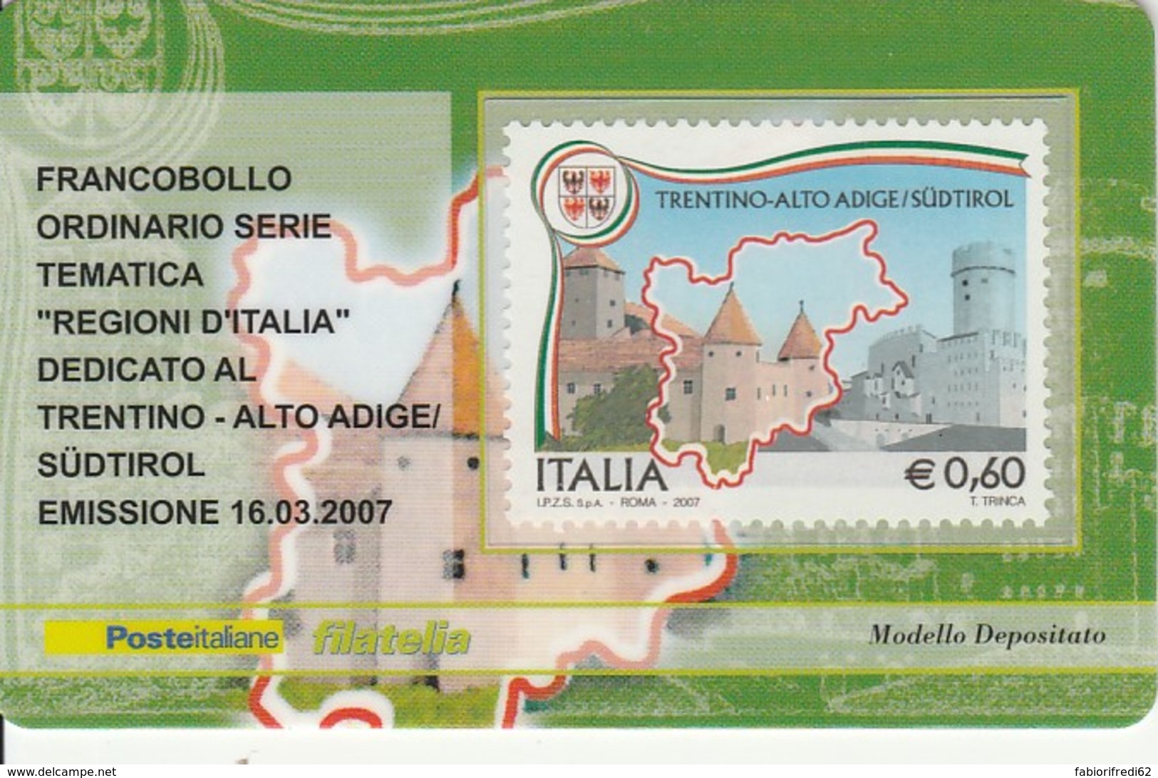 TESSERA FILATELICA  TRENTINO AA VALORE 0,6 ANNO 2007  (TF383 - Cartes Philatéliques