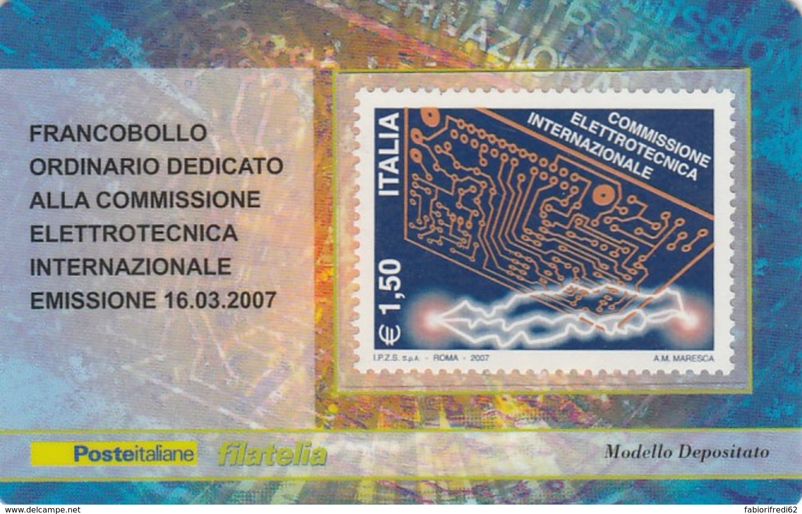 TESSERA FILATELICA  COMMISSIONE ELETTROTECNICA VALORE 1,5 ANNO 2007  (TF400 - Cartes Philatéliques