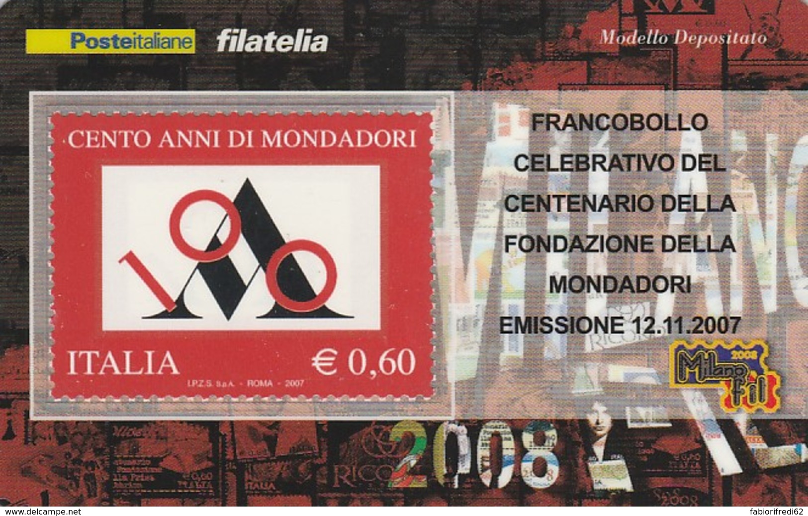 TESSERA FILATELICA  MONDADORI VALORE 0,6 ANNO 2007  (TF435 - Cartes Philatéliques