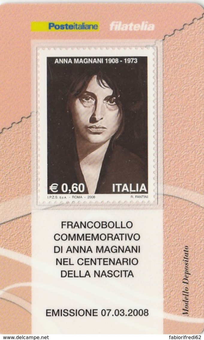 TESSERA FILATELICA  ANNA MAGNANI VALORE 0,6 ANNO 2008  (TF440 - Cartes Philatéliques