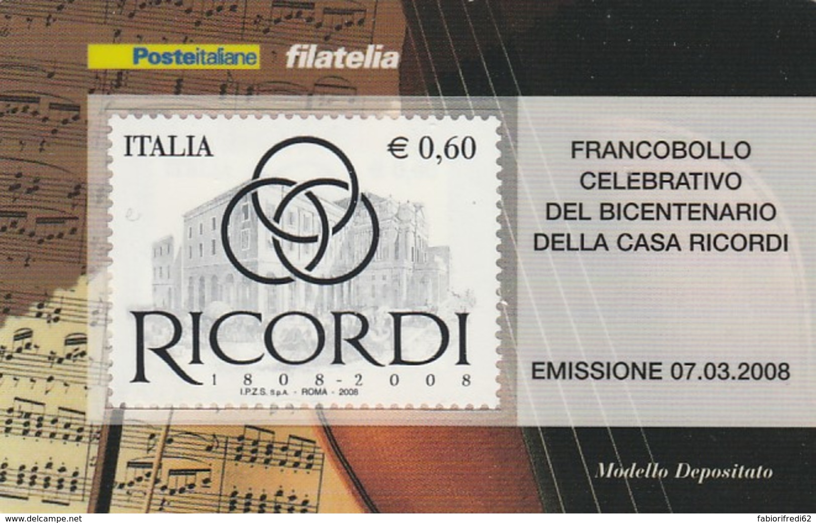 TESSERA FILATELICA  RICORDI VALORE 0,6 ANNO 2008  (TF445 - Cartes Philatéliques