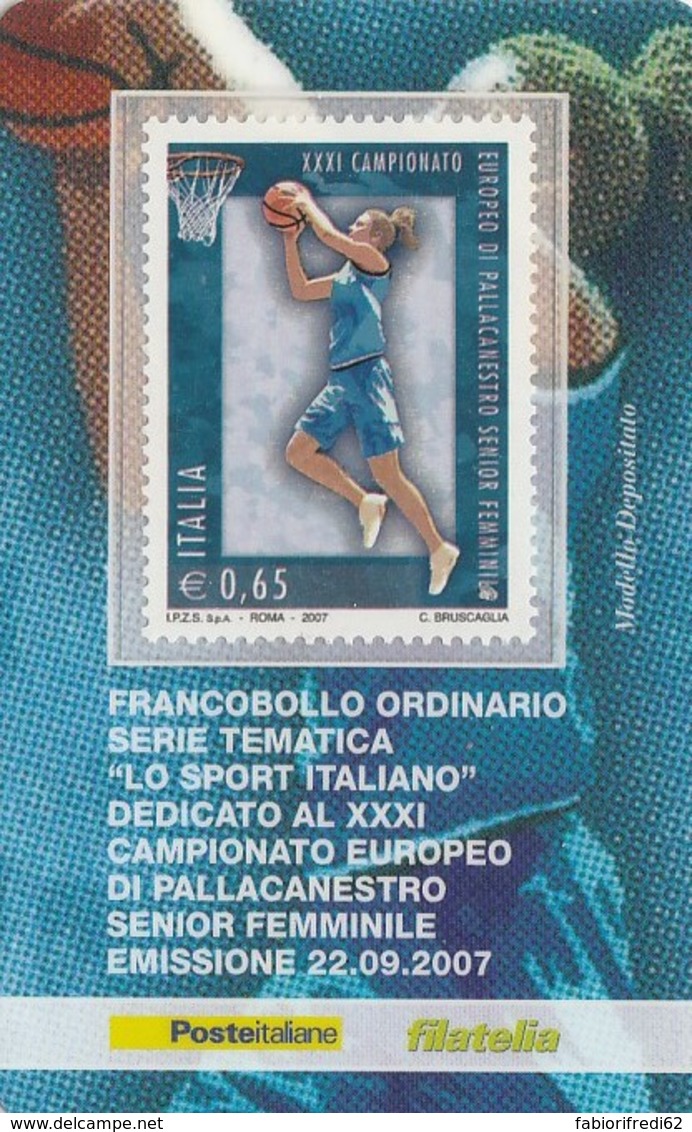 TESSERA FILATELICA  CAMP.PALLACANESTRO FEMM SENIOR VALORE 0,65 ANNO 2007  (TF451 - Cartes Philatéliques