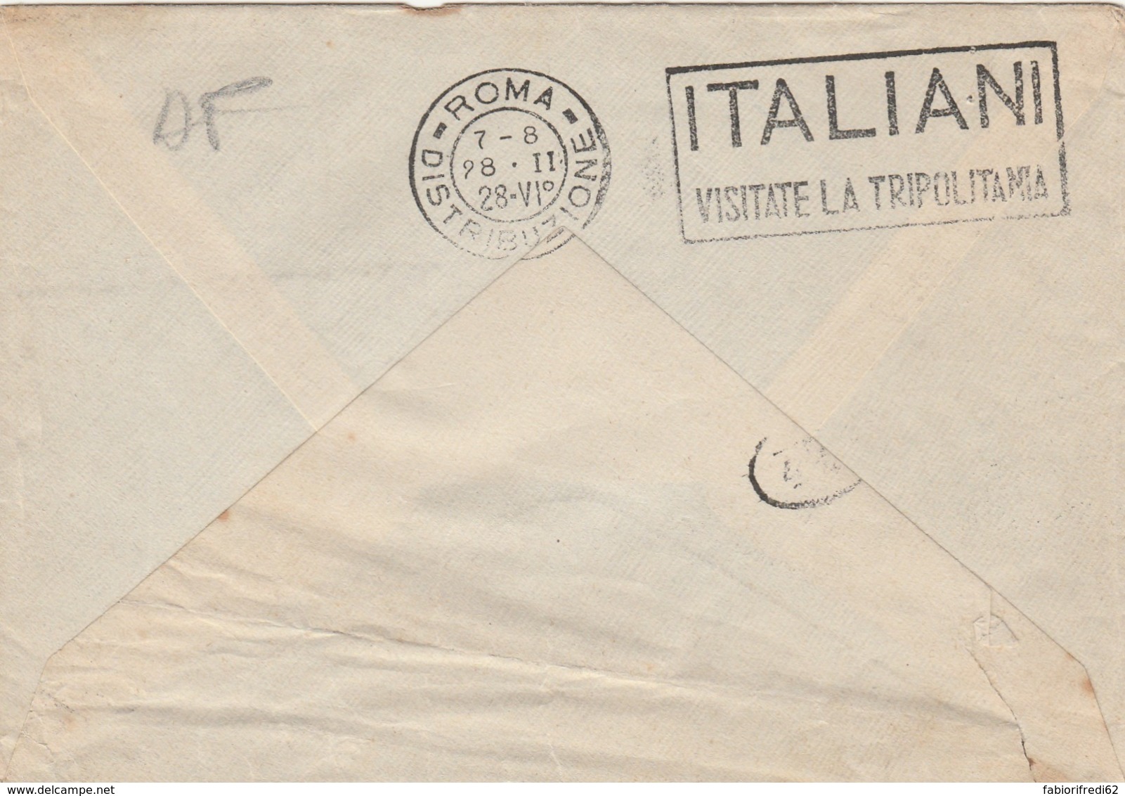 LETTERA 1923 CON 50 CENT. TIMBRO S.AGNELLO ITALIANI (LN632 - Marcofilía