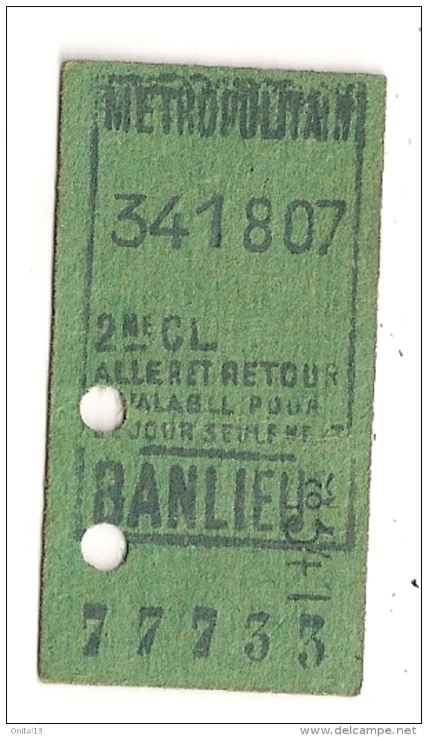 ANCIEN TICKET DE METRO PARIS BANLIEUE B407 - Europe