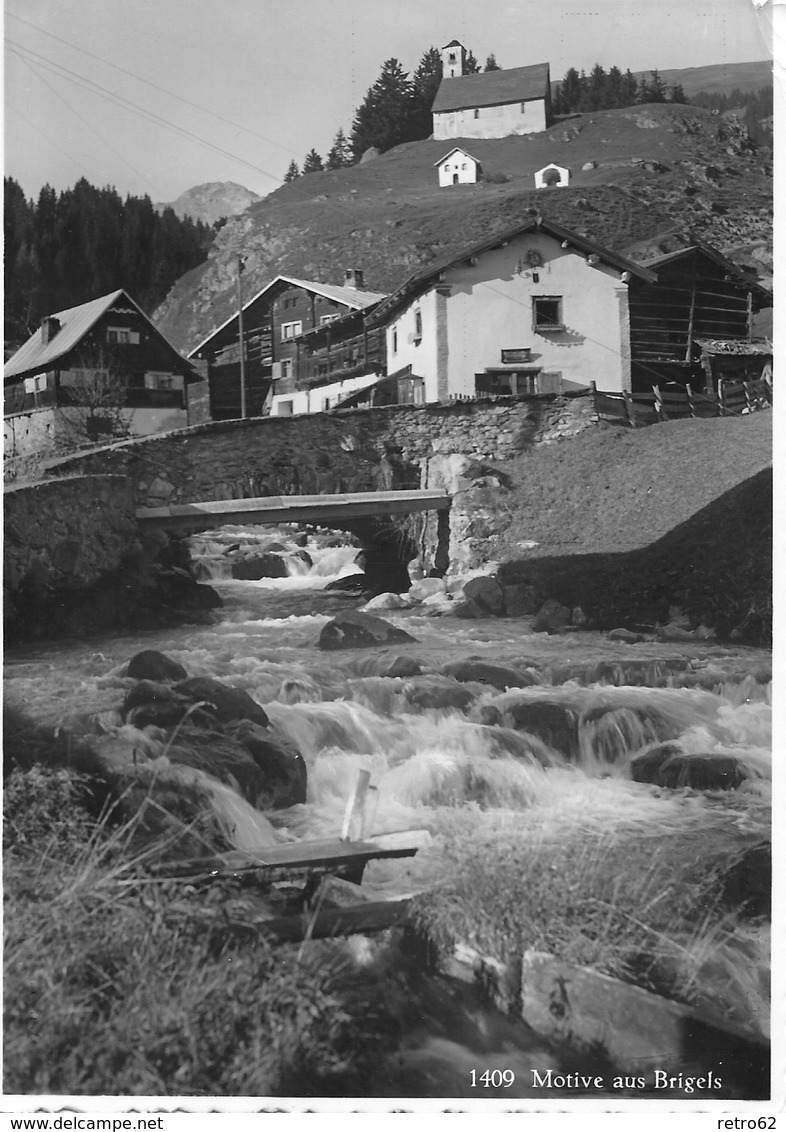 BRIGELS → Schönes Motiv Am Bach Mit Der Kirche Anno 1934 - Breil/Brigels