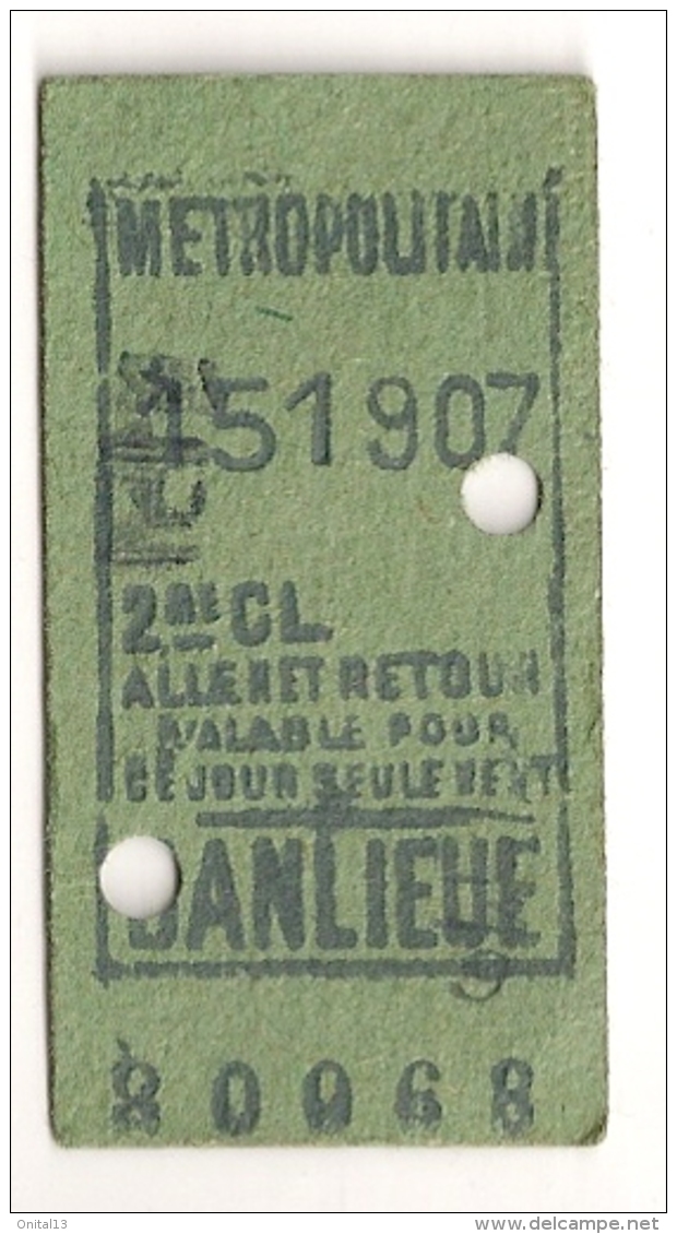 ANCIEN TICKET DE METRO PARIS BANLIEUE B408 - Europe