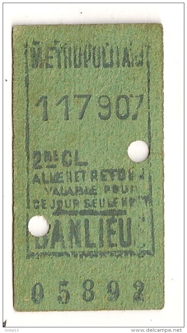 ANCIEN TICKET DE METRO PARIS BANLIEUE B408 - Europe