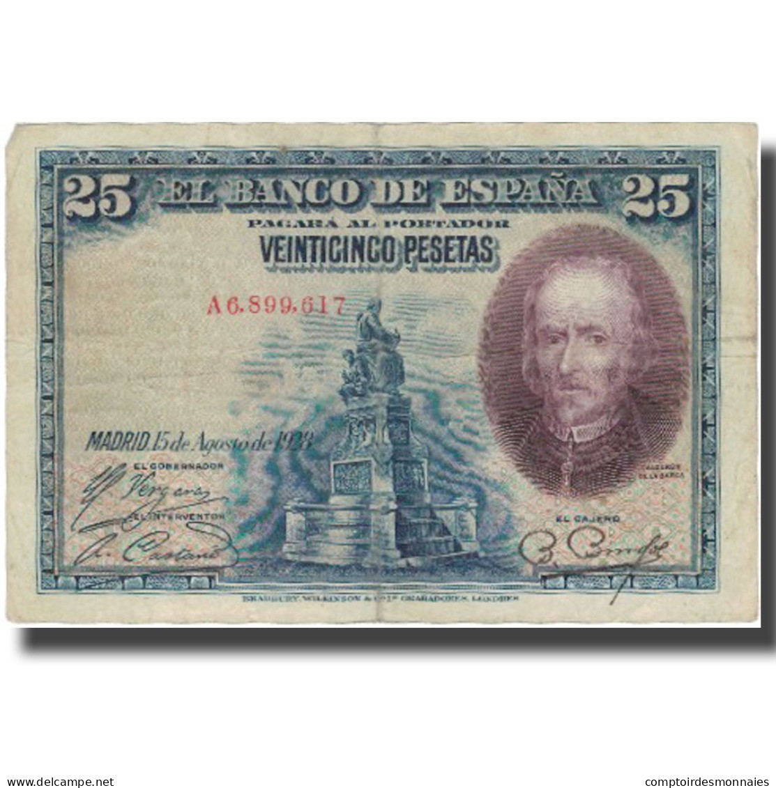 Billet, Espagne, 25 Pesetas, 1928, 1928-08-15, KM:74b, TB+ - 1-2-5-25 Pesetas