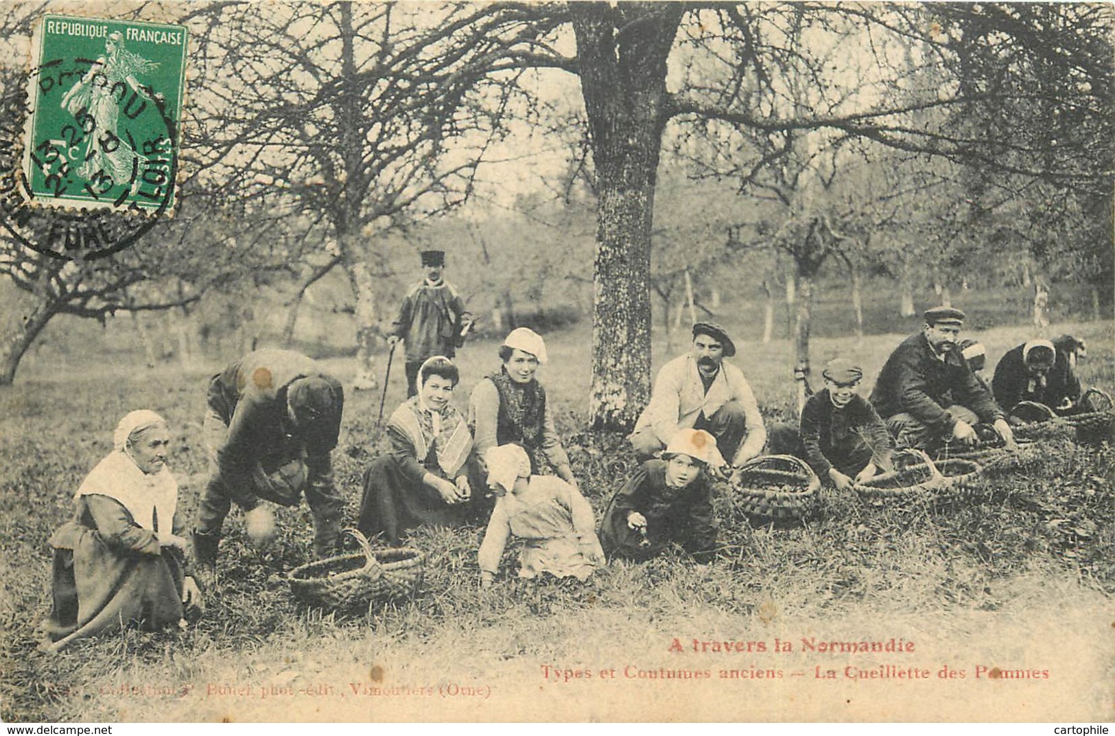 28 - A Travers La Normandie - La Cueillette Des Pommes - Postée De Nogent Le Rotrou En 1913 - Nogent Le Rotrou