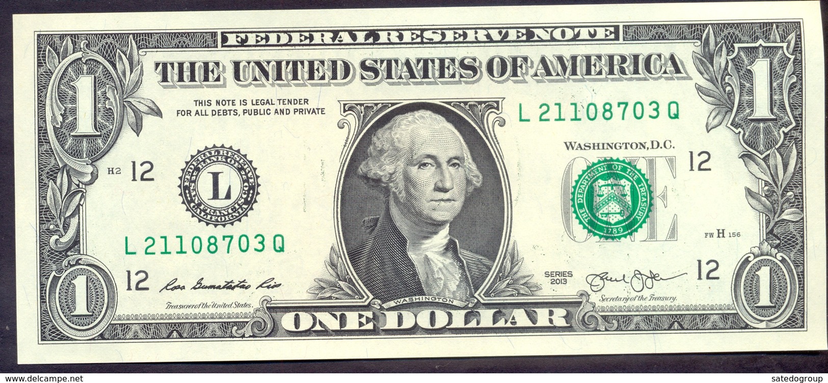 USA 1 Dollar 2013 L  - UNC # P- 537 < L - San Francisco CA > - Billets De La Federal Reserve (1928-...)