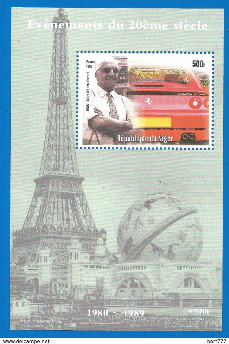 MILLENIUM 1998 Mint Block MNH(**) Mort D'Enzo Ferrari Car - Fantasy Labels