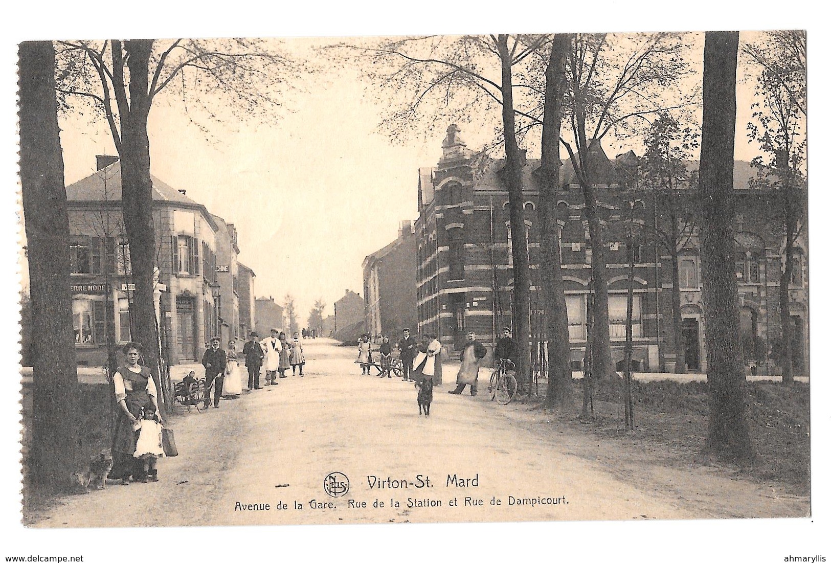 Virton Saint Mard Avenue De La Gare Rue De La Station Et Rue Dampicourt Animée Bon état 1924 - Virton