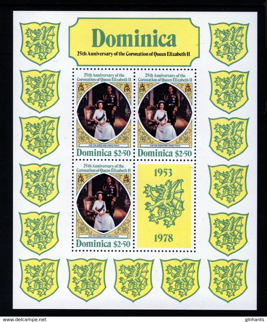 DOMINICA - 1978 QUEEN ELIZABETH II CORONATION ANNIVERSARY SHEETLETS (3) FINE MNH ** - SEE ALL SCANS - Dominica (1978-...)