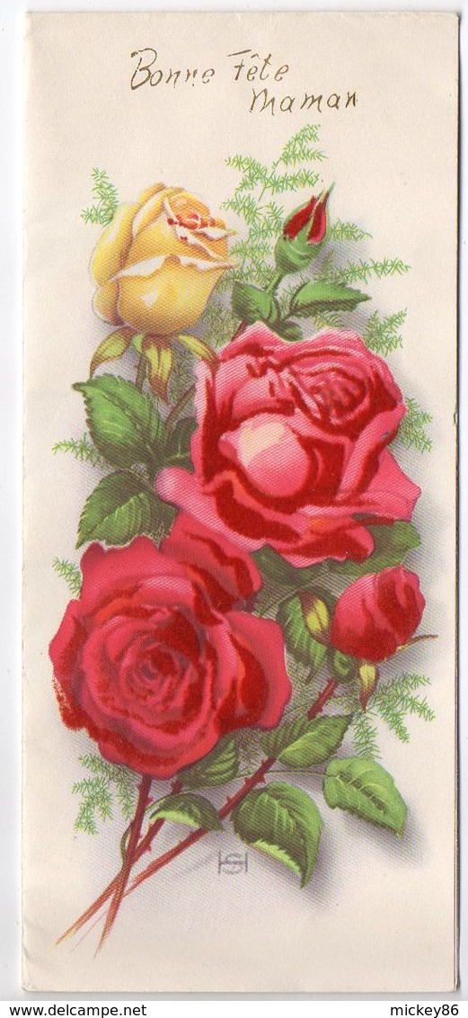 Carte à Système  POP UP  Signée  HS  --Heureux Anniversaire--( Roses En Feutrine Sur Recto  )   --format   9 X 20.5 - A Systèmes