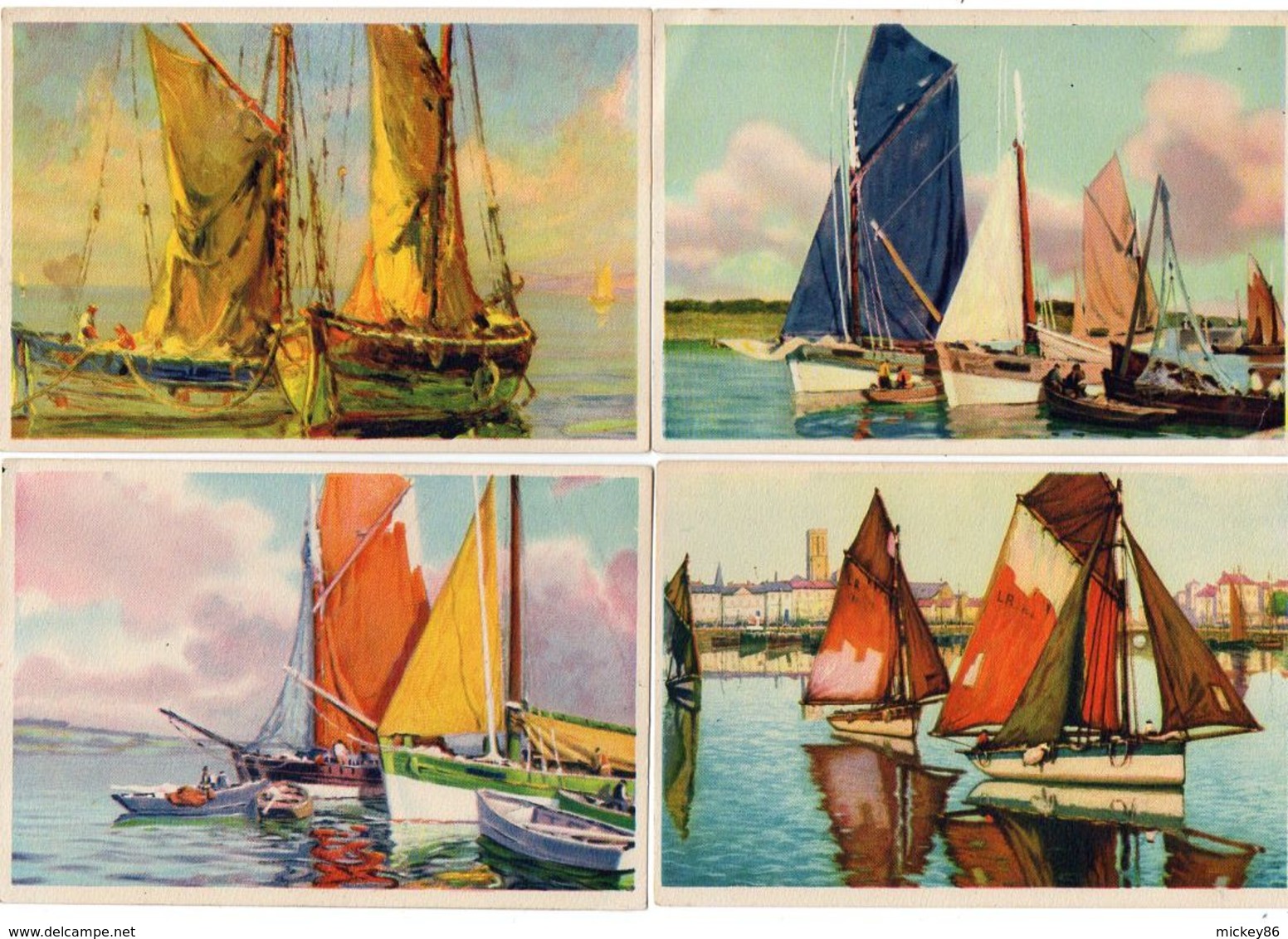 Illustrateurs ???? --Lot De 4 Cartes Représentant  Des Bateaux (voiliers)   Série  N° 1000  éd Photo Chrom - Sailing Vessels