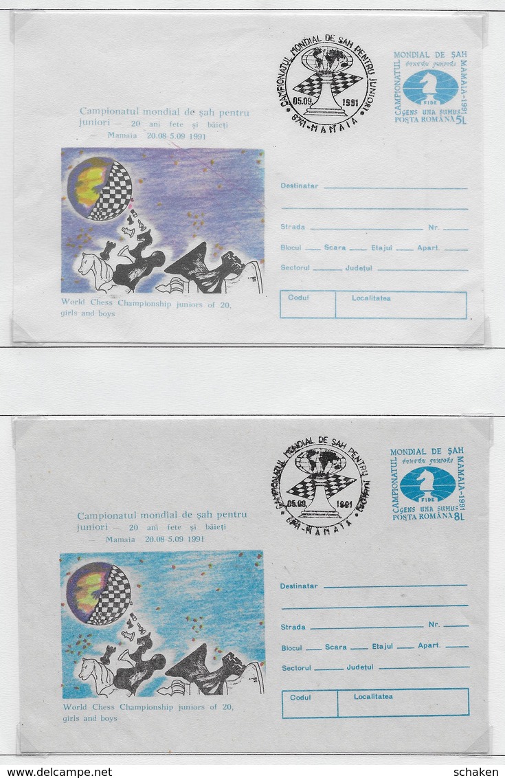 Romania 1991; Chess Xadrez Sah; Campionatul Mondial De Sah Pentru; Nice Collection With ERRORS - Lettres & Documents