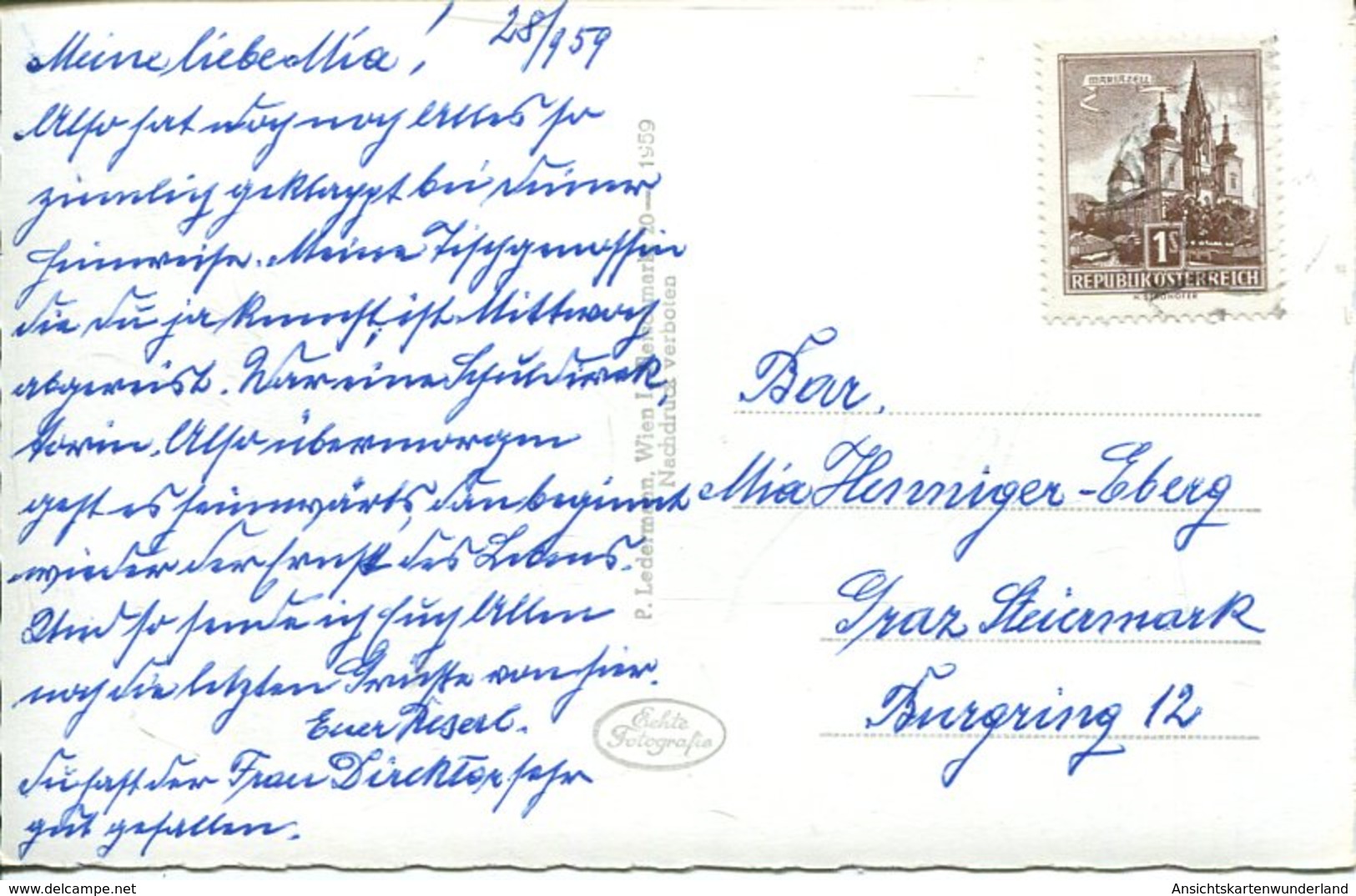 005779  Reichenau - Schloss Wartholz Gegen Rax  1959 - Raxgebiet