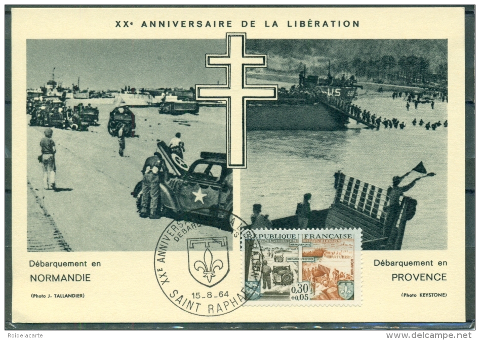 CM- Carte Maximum Card # 1964-France#Histoire #Guerre,war # Libération,Débarquement En Normandie-Provence#SAINT-RAPHAEL - 1960-1969