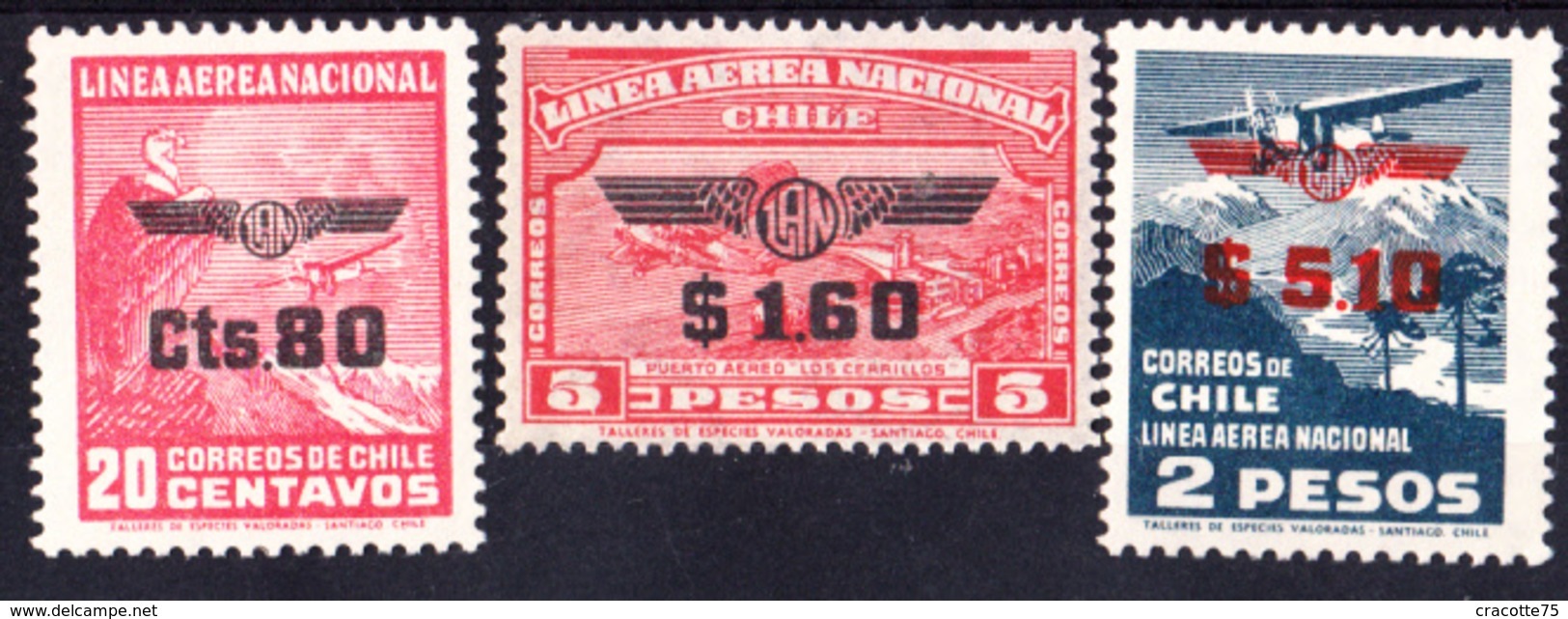 CHILI - N°PA 50/52** - Timbres De 1931 Surchargés - Série Complète - LUXE - Chile