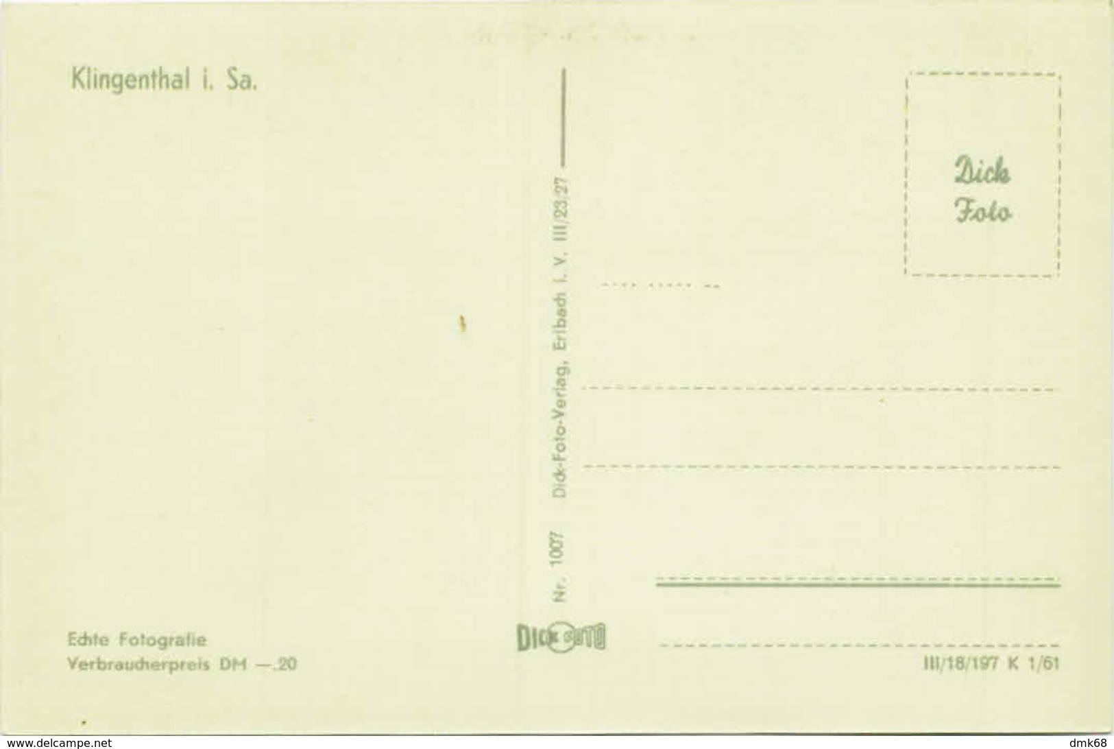 AK - GERMANY - KLINGENTHAL I. SA.  - DICK PHOTO-VERLANG  - RPPC POSTCARD -  1950s (BG872) - Klingenthal