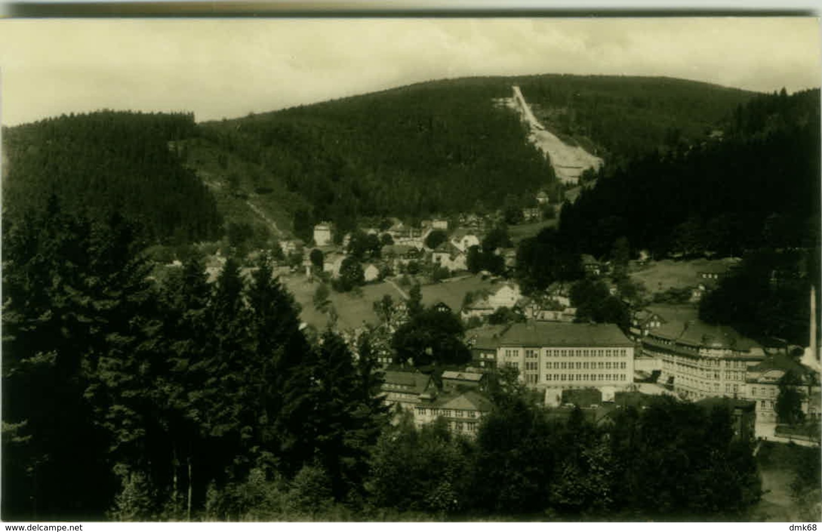 AK - GERMANY - KLINGENTHAL I. SA. -  ORTSTEIL GEORGENTHAL MIT GROßER ASCHBERGSCHANZE 1950s (BG873) - Klingenthal