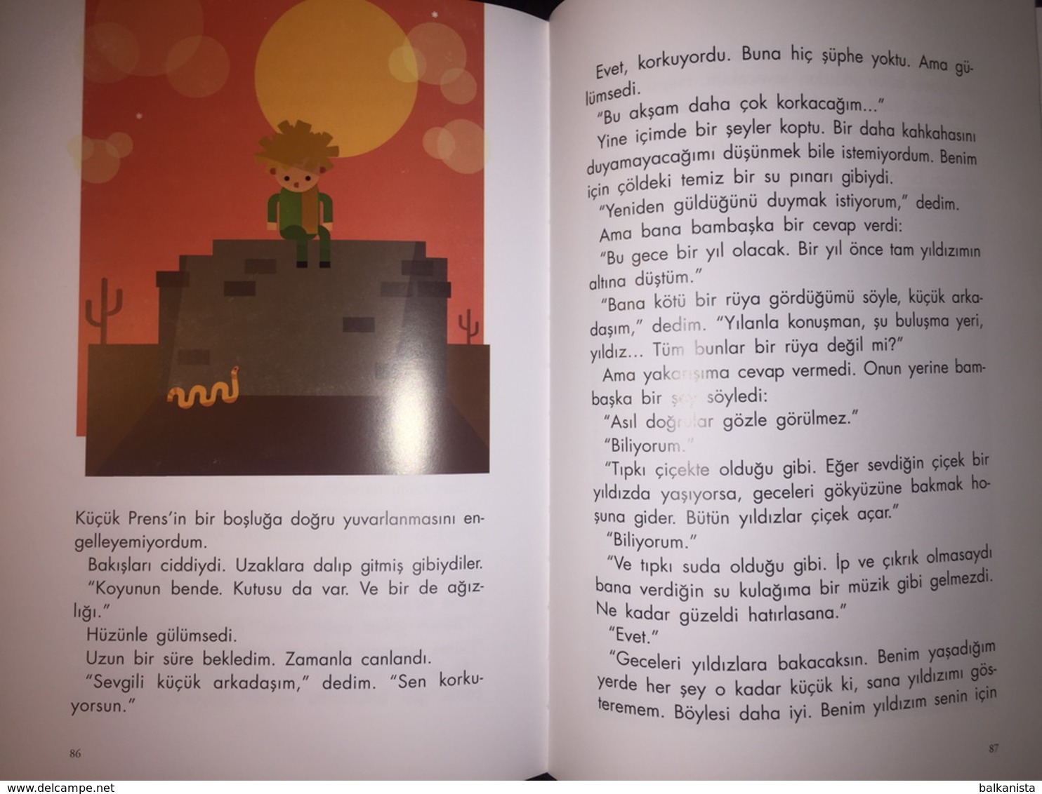 LITTLE PRINCE Saint Exupery TURKISH LANGUAGE COLORED PRINT Hard Cover 22x30 cm