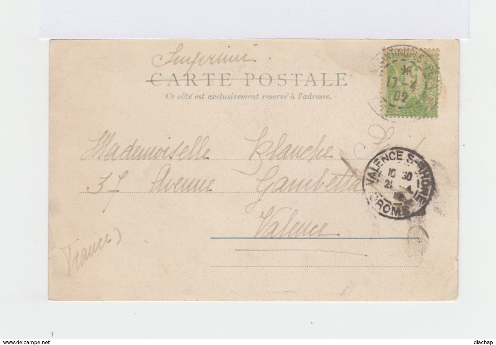 Sur Carte Postale De Constantinople Type Sage 5 C. Vert Jaune CAD Constantinople Turquie 1902. (781) - Covers & Documents