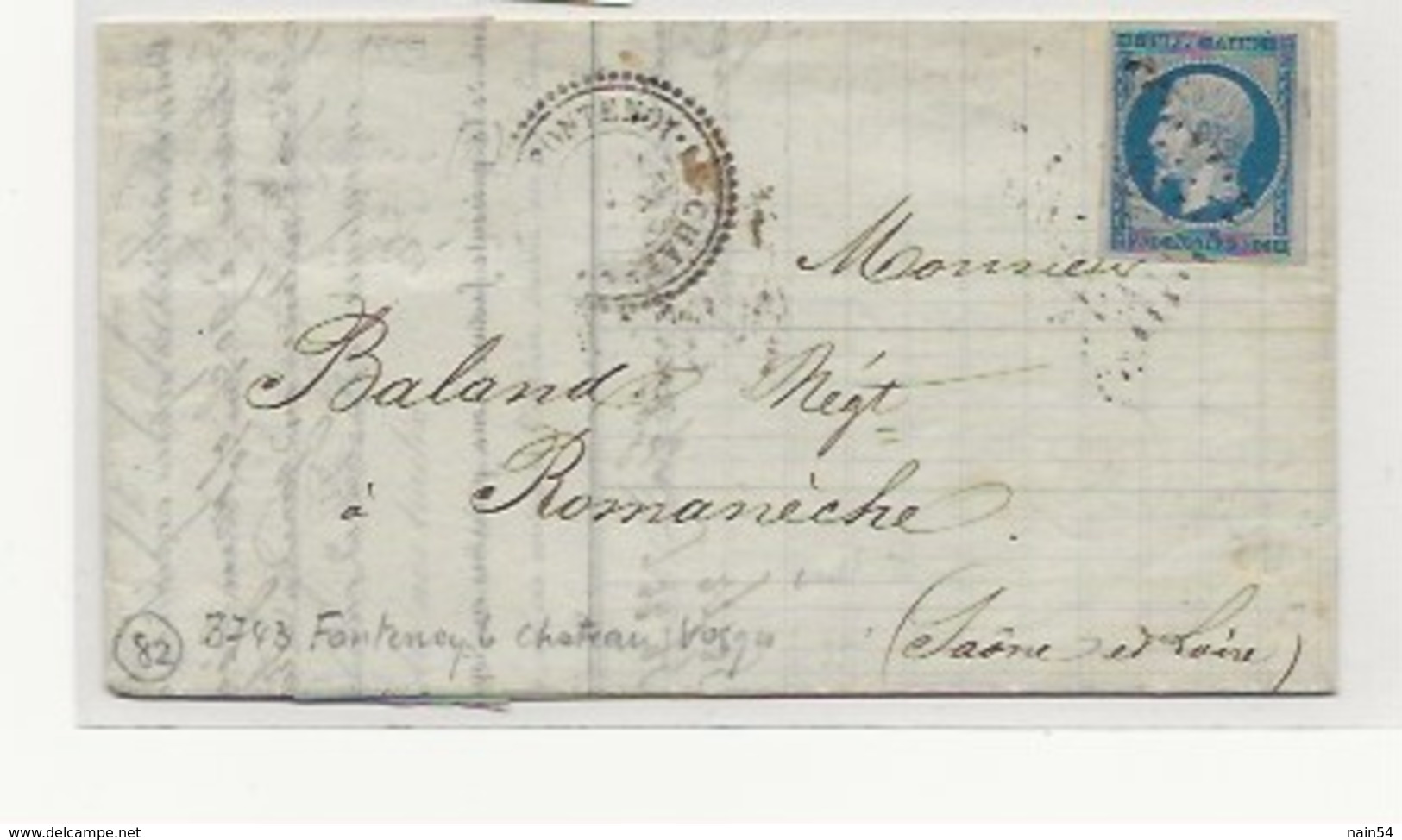 Lettre De FONTENOY LE CHATEAU VOSGES - 1849-1876: Classic Period