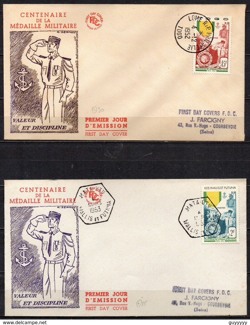 1952 - FDC - Centenaire De La Médaille Militaire - Série Complète 12 Valeurs - 1952 Centenaire De La Médaille Militaire