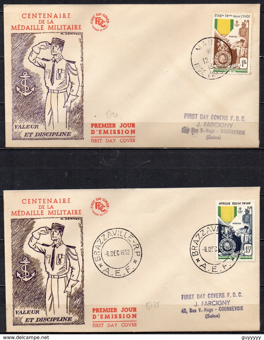 1952 - FDC - Centenaire De La Médaille Militaire - Série Complète 12 Valeurs - 1952 Centenaire De La Médaille Militaire