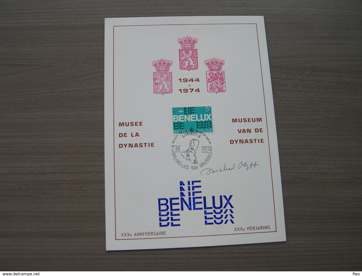 BELG.1974 1723 "Benelux " Mooie Grote Eerste Dag Kaart Met Handtekening Ontwerper Zegel "Olyf Michel !! - 1971-1980