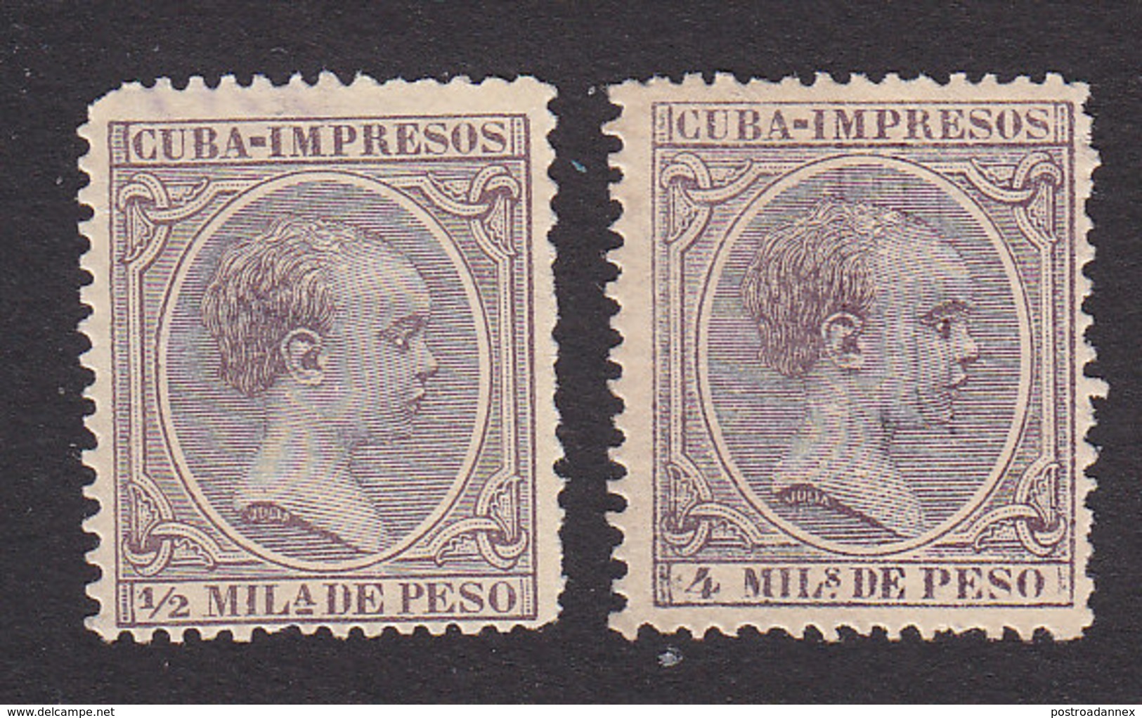 Cuba, Scott #P13, P17, Mint No Gum, King Alfonso XIII, Issued 1892 - Cuba (1874-1898)