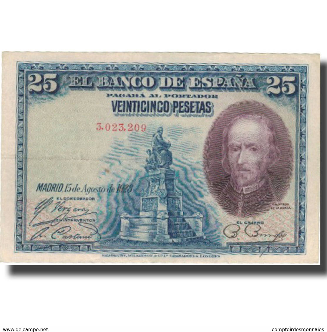 Billet, Espagne, 25 Pesetas, 1928, 1928-08-15, KM:74a, TTB+ - 1-2-5-25 Pesetas