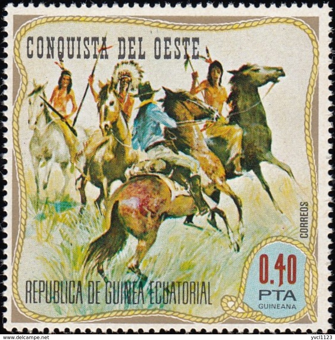 GUINEA EQUATORIAL - SW619 Wild West / Mint NH Stamp - Indianer